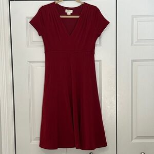 Maeve Deep Red V-Neck Dress
